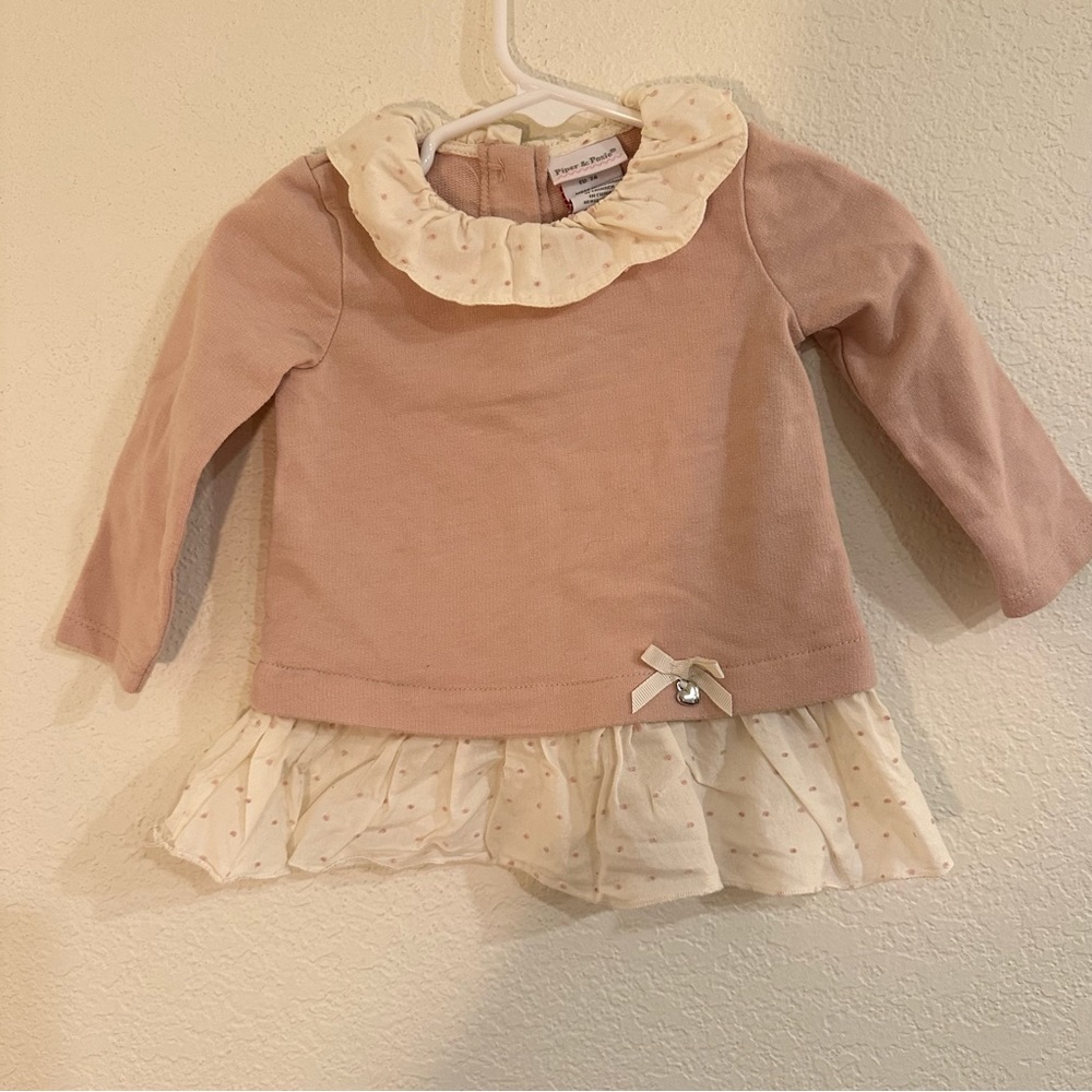 Piper & Posie Layered Long Sleeve, Flutter Collar Shirt, Size 6-9 months - Picture 1 of 8